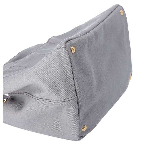 PRADA Canapa Large Tote Bag B1877B Gray Canvas Denim Shoulder Bag - Picture 7 of 9